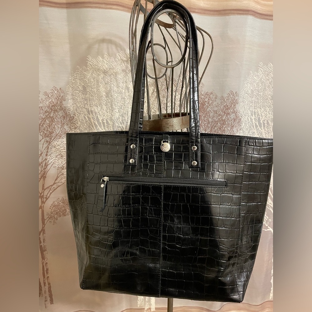 New Antonio Valeria Black Leather Lined Tote